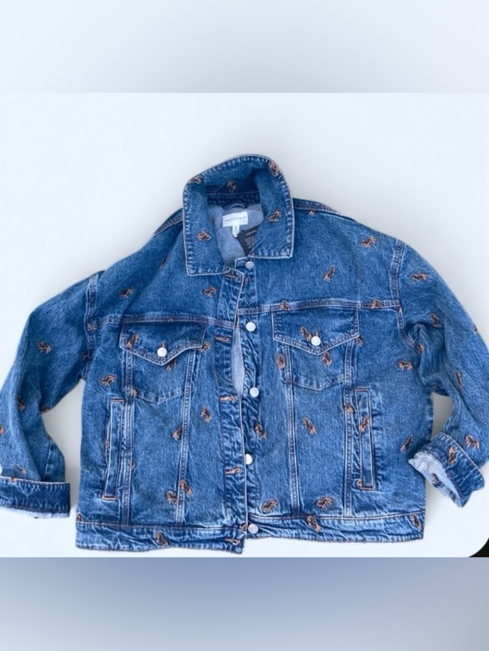 NWT Avec Les Filles Denim Jacket – XL – Adorable Horse Embroidery